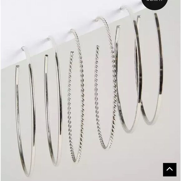 Torrid Elegant Silver textured Hoop Earrings Set - Picture 1 of 5